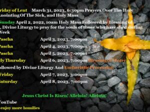 Holy Week 2023 Schedule (English)